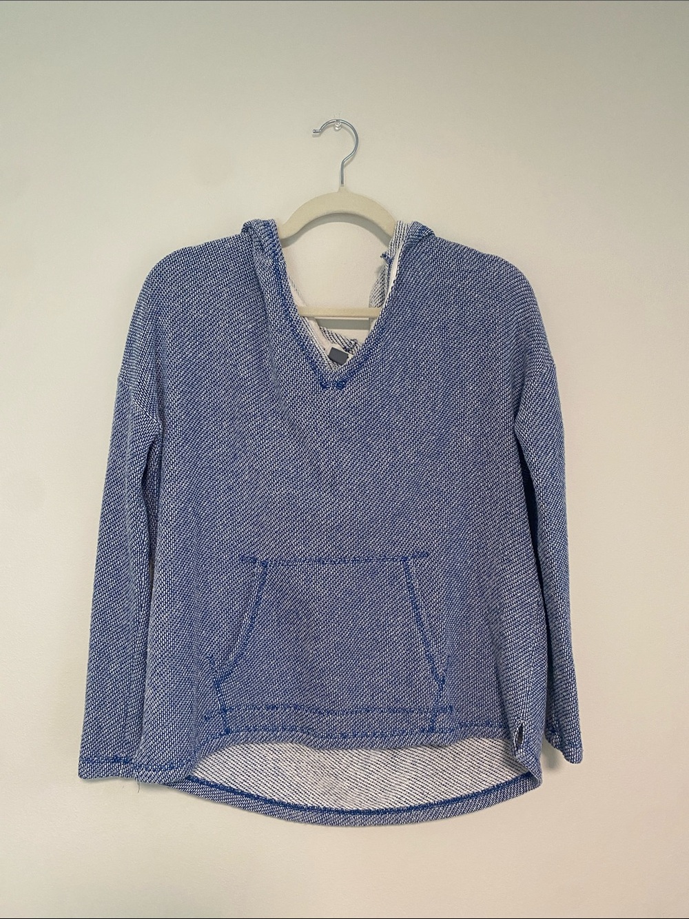 Old Navy Heathered Blue Hooded Pullover with Kangaroo Pocket